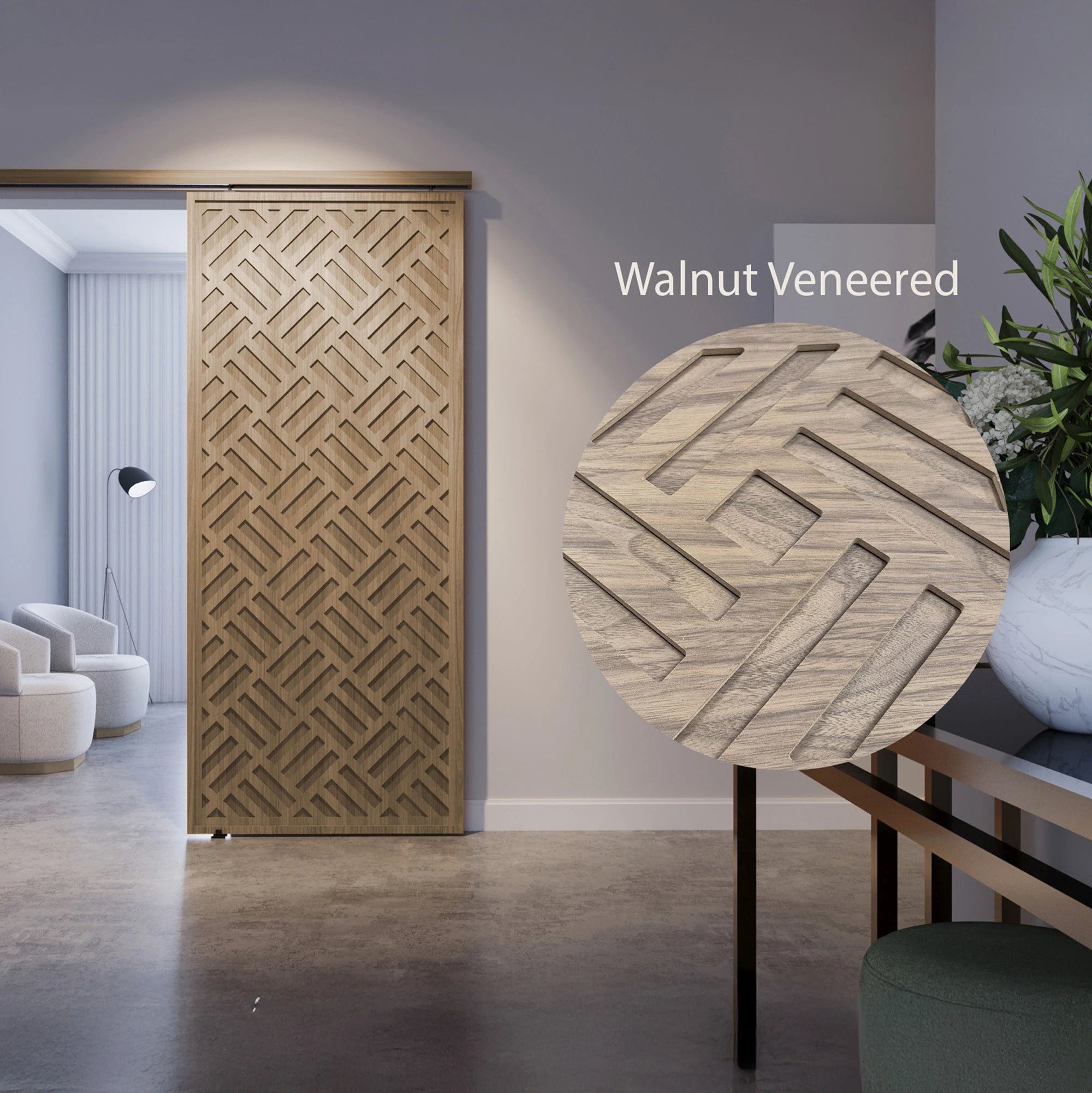 Sliding Barn Door with Decorative Overlay  Sliding Barn Door.